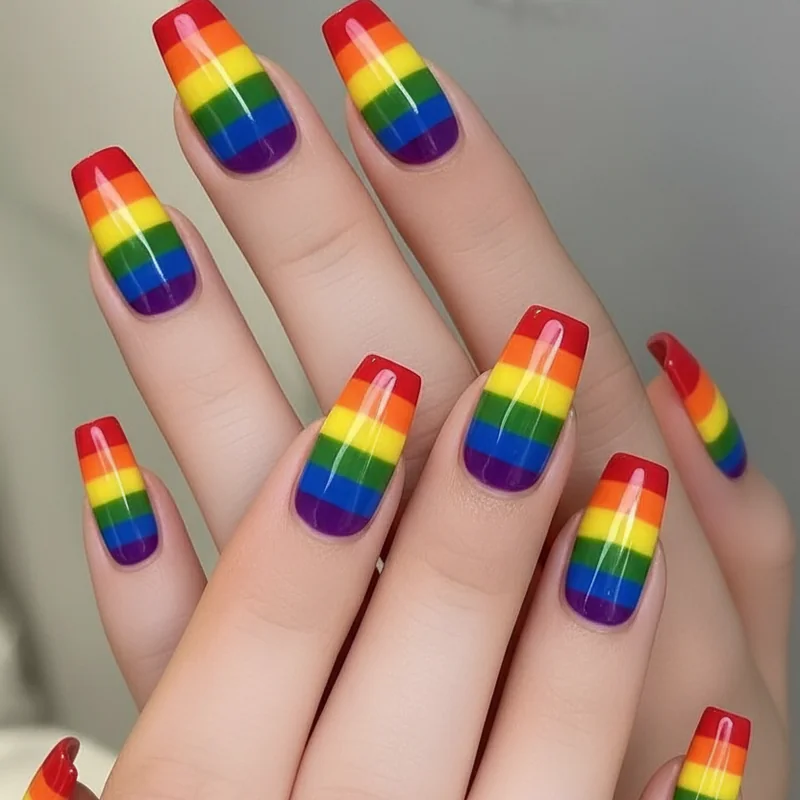 Short natural nails filed to squoval shape showing clean base canvas ready for pride nail art designs in June 2026 celebrations