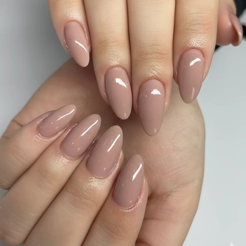Two short nails look showing index and middle finger shorter length subtle WLW signal with polished neutral finish for conservative settings