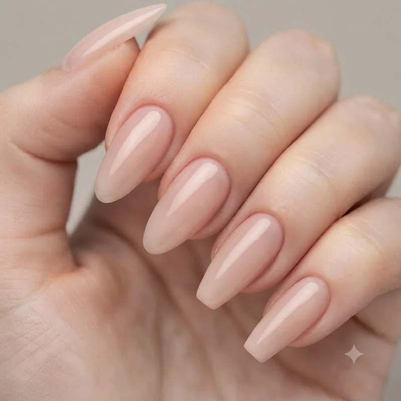 Simple nail designs for long nails compared across almond coffin and tapered square shape options