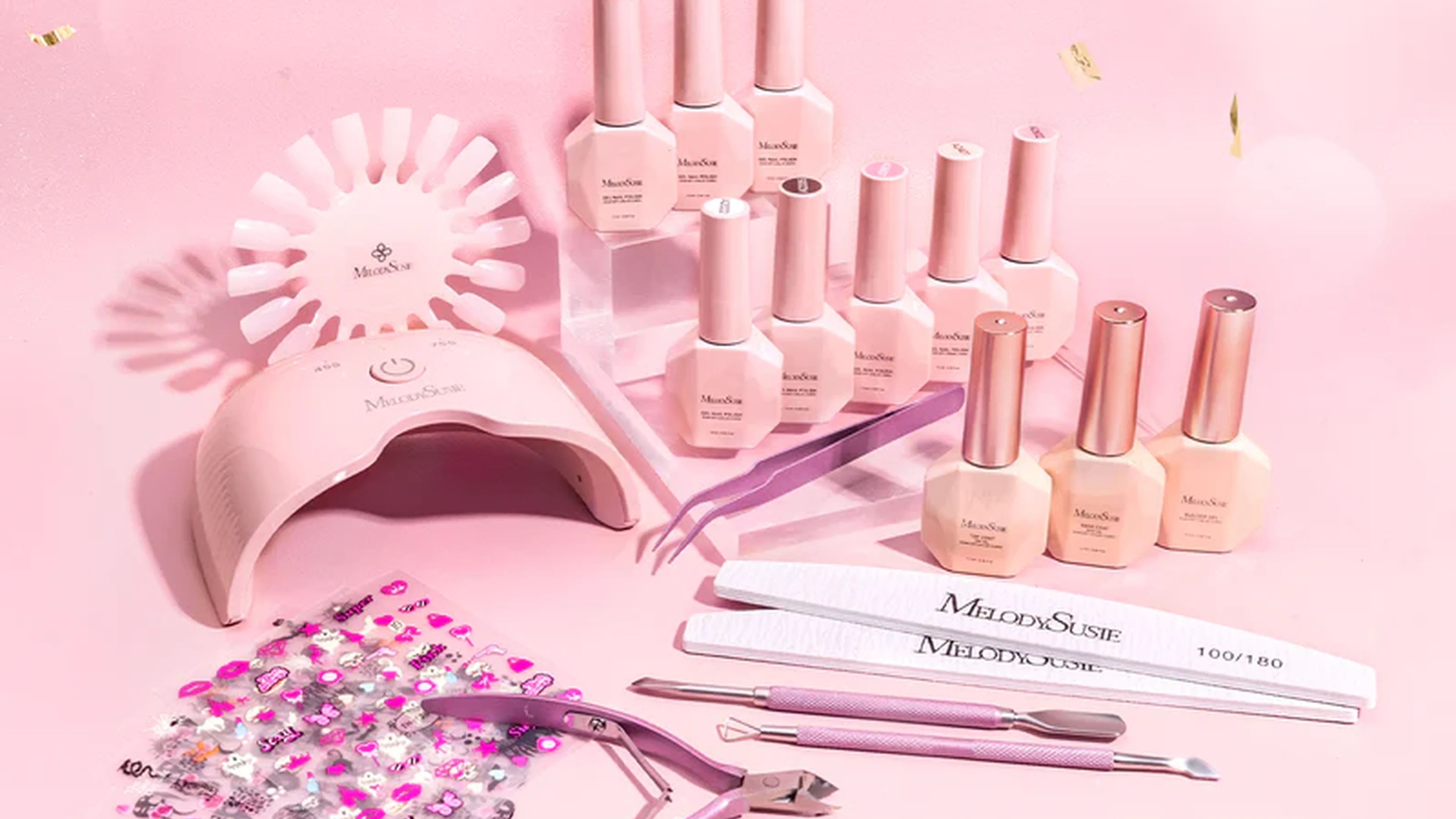 Melody Susie premium gel nail polish kit with 8 colors and professional UV lamp