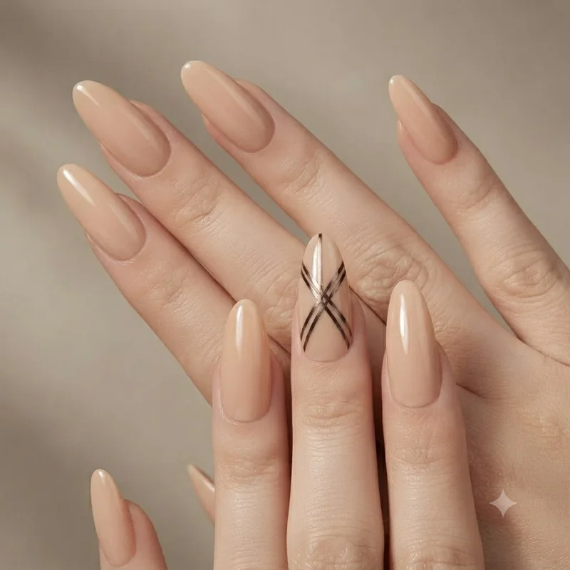 Black line nail art in high contrast against a crisp white base for a graphic minimalist look