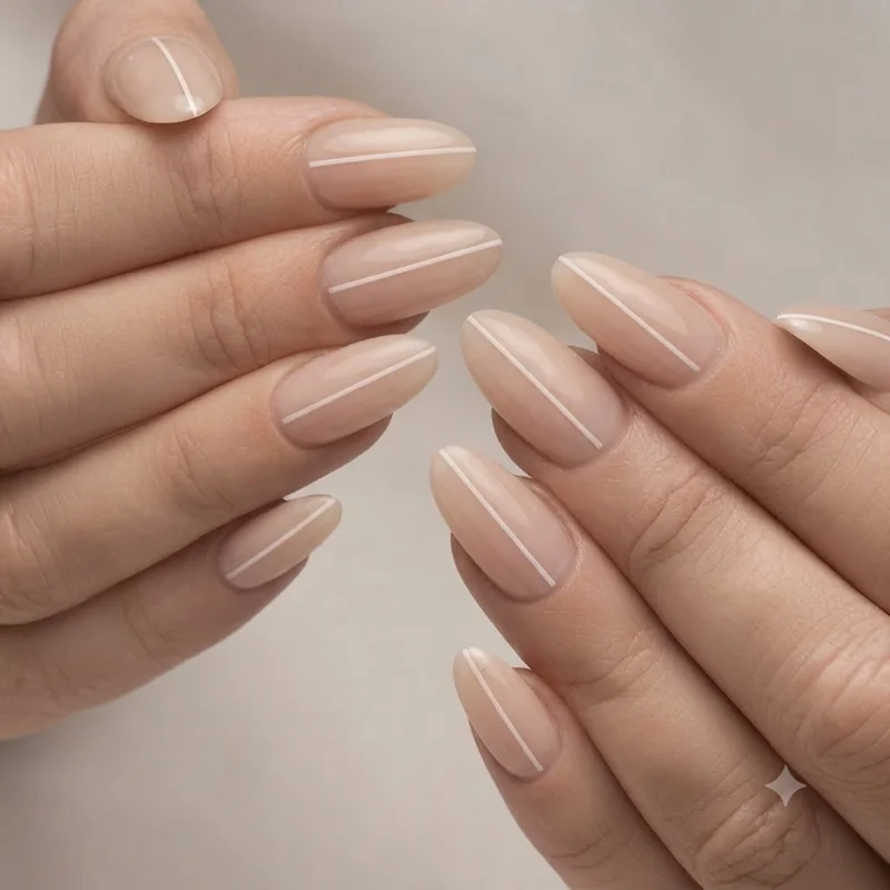 Line nail designs demonstrating precise single-stroke work using a fine striping brush technique