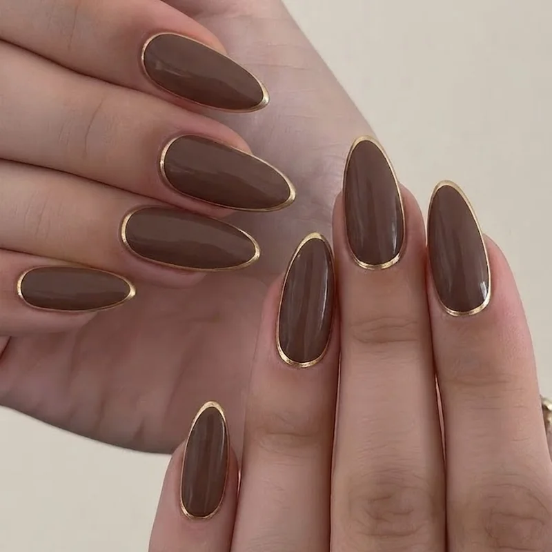 Line nail art ideas showing a thin vertical white stroke on a sheer nude minimalist base