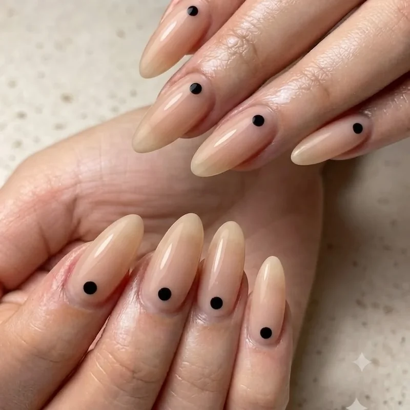 Milky nails styled for everyday wear in a short to medium length manicure