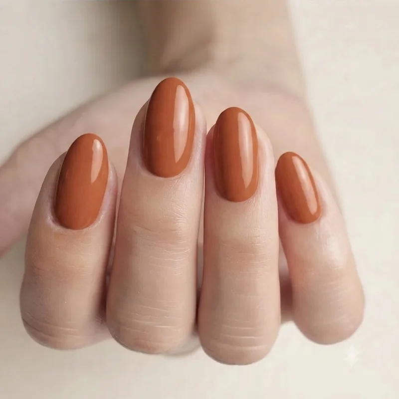 Icy blue one color nails on cool undertone fair skin, crisp solid finish