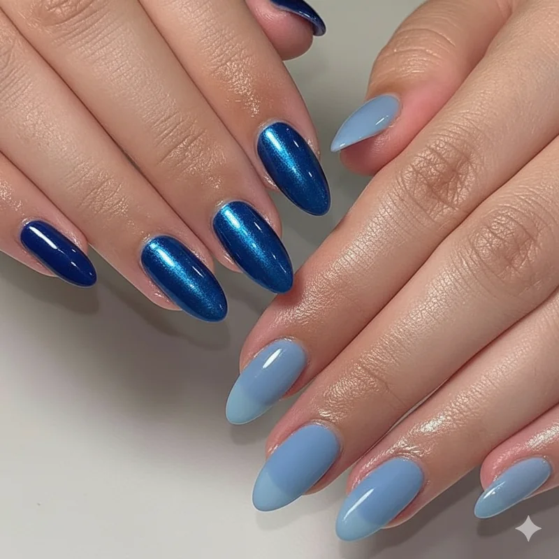 Nail tech brief guide for mismatched set showing reference images colour family finish selection and unifying thread communication