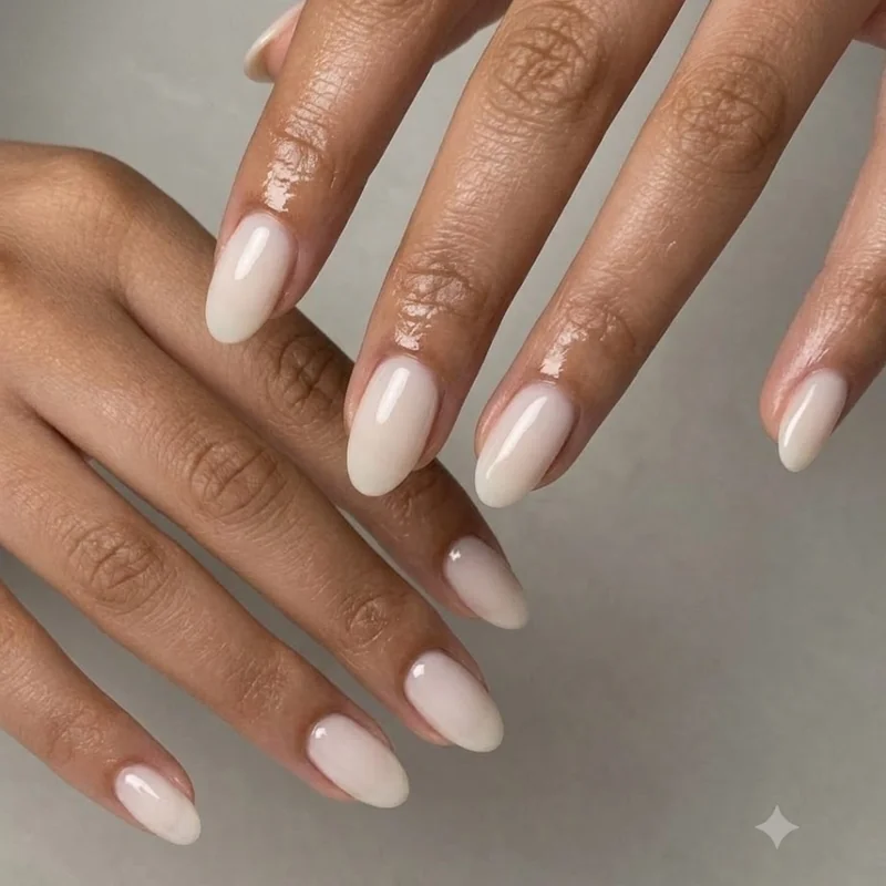 Soft milky nude manicure styling reflecting the best selling nail polish shade data