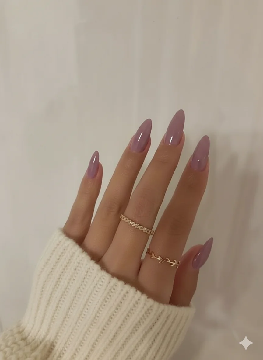 Lavender lilac and mauve nail shade comparison showing cool to warm spectrum variations for spring 2026 manicure colour selection