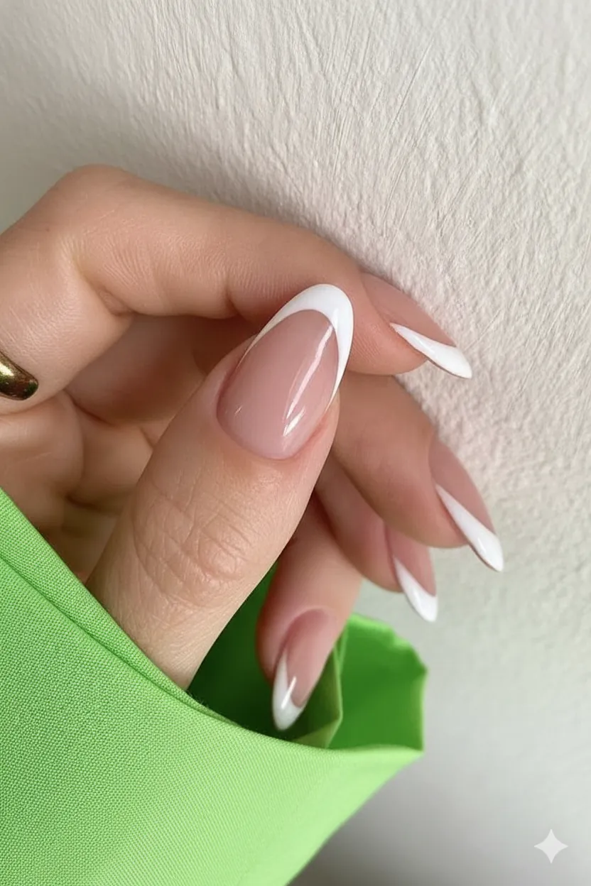 Baby boomer ombre nude to white gradient mothers day nail on almond shaped nails 2026 soft transition polished spring look