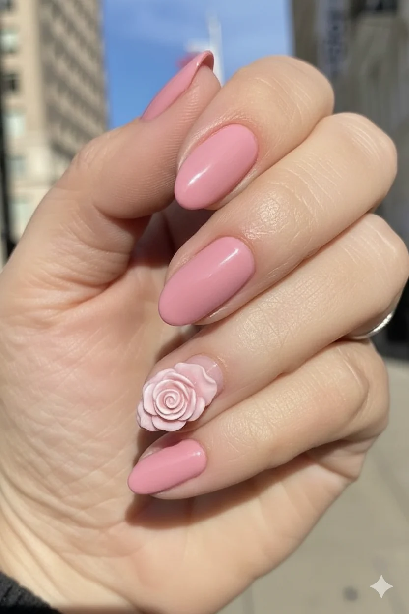 Daisy botanical nail art mothers day 2026 white and yellow minimal design on neutral base oval shape spring fresh look