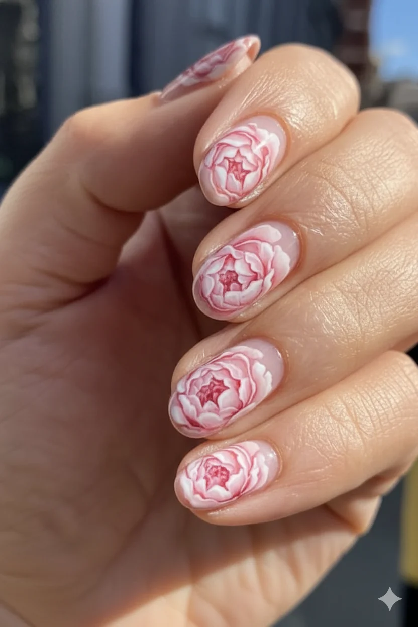 Lily of the valley may birth flower nail art mothers day delicate white and green painted accent nail spring 2026 design