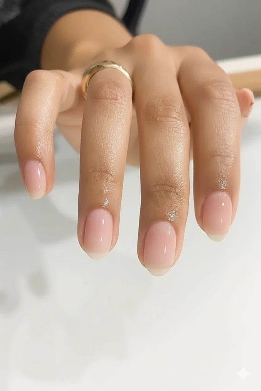 Soft ombre barely there gradient minimal mothers day nail spring 2026 manicure nude to blush transition so subtle it whispers