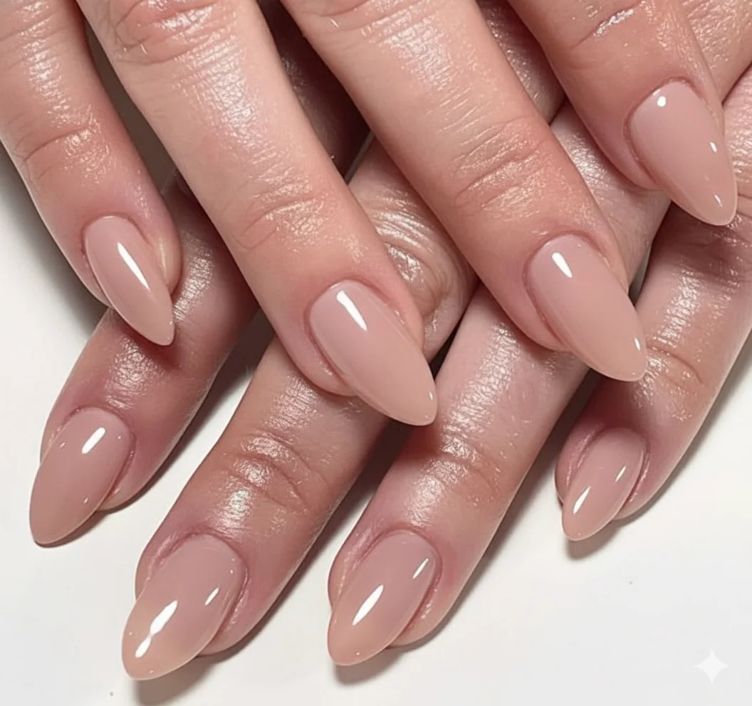 Warm white pearl finish mothers day nail colour opalescent almond shaped nails spring 2026 your nails but better look