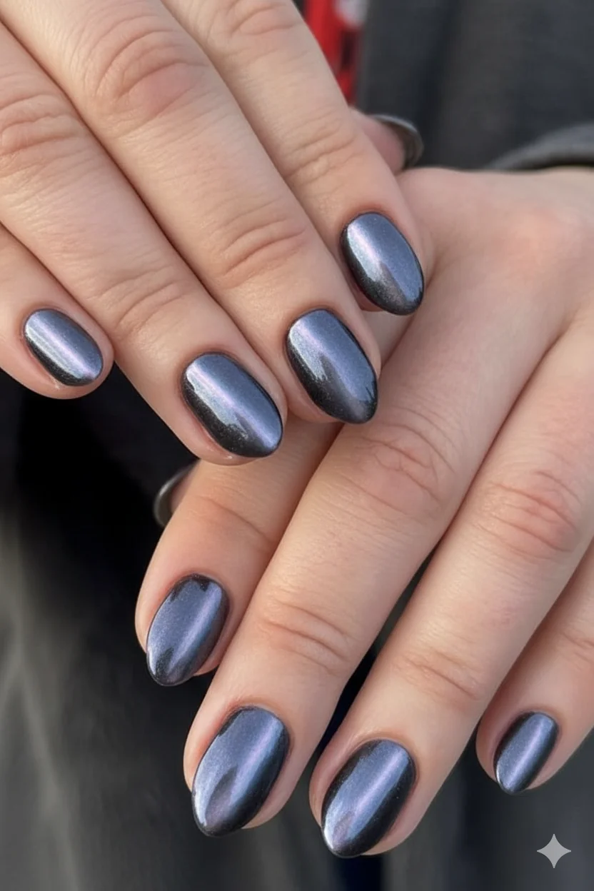 Cat eye magnetic gel satinmag and watermag finish comparison on almond nails showing dimensional shimmer spring 2026 manicure