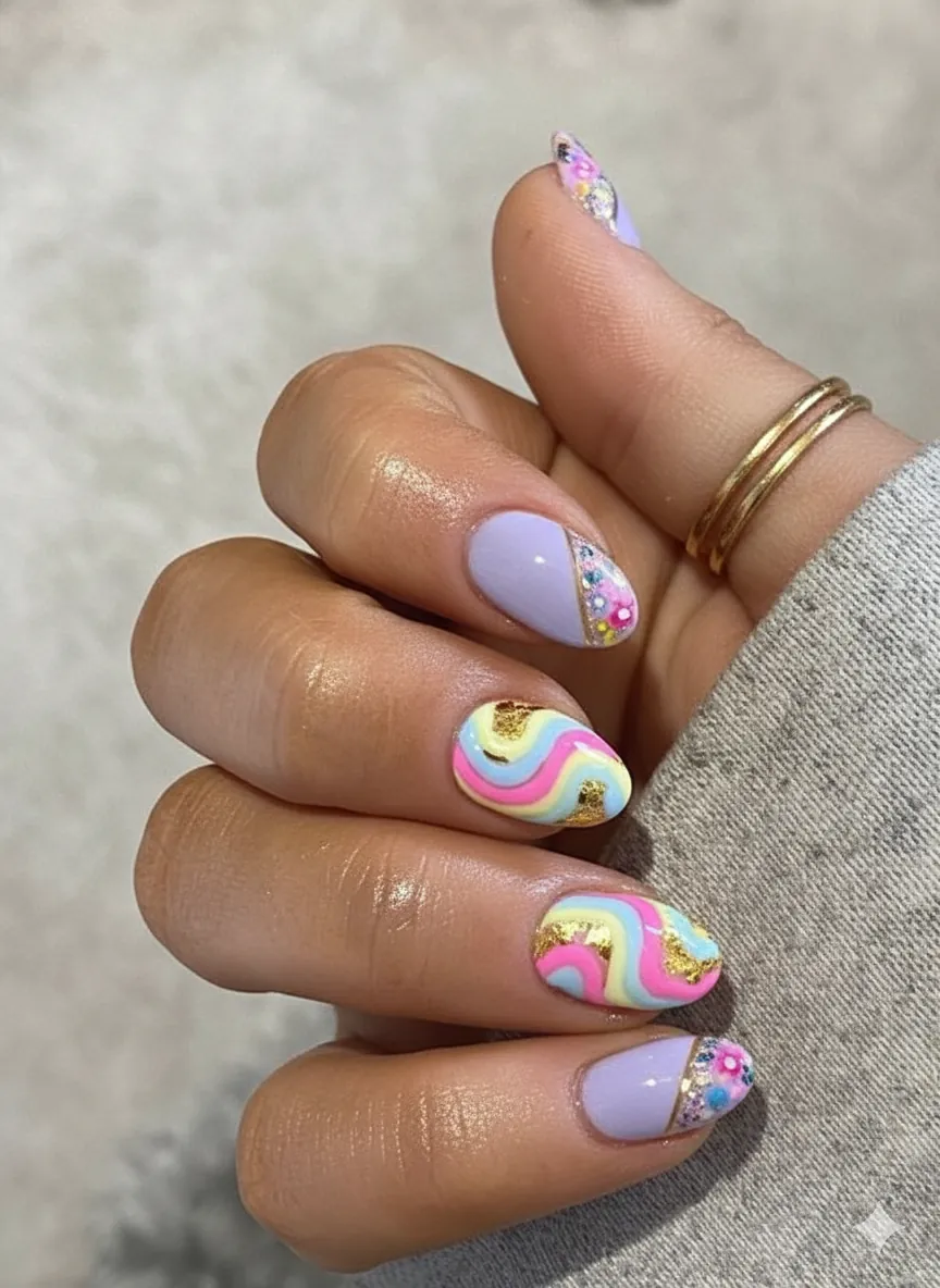 Refined minimalism spring 2026 nail trend comparison showing clean magnetic finish against heavily embellished maximalist set