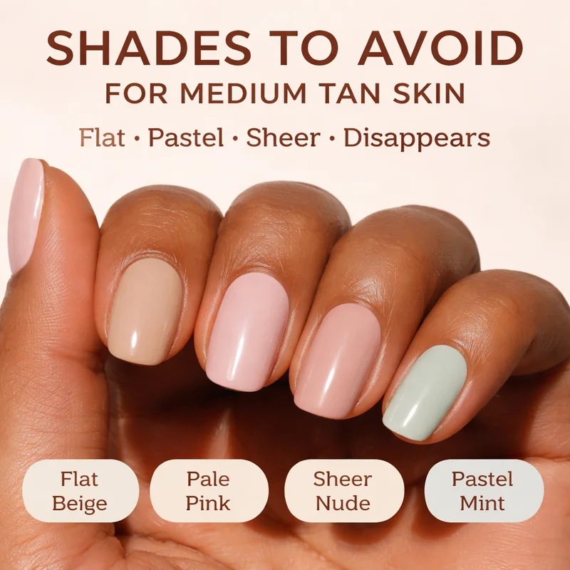 Shades to avoid on medium tan skin flat pastel at sheer coverage disappearing low contrast insufficient pigment depth warm