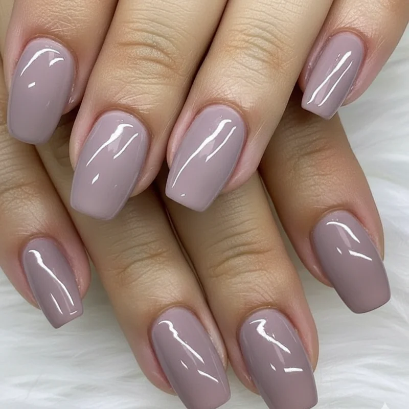 Olive skin nail polish showing grey cast problem with cool pink shade versus warm jewel tone flattering contrast example