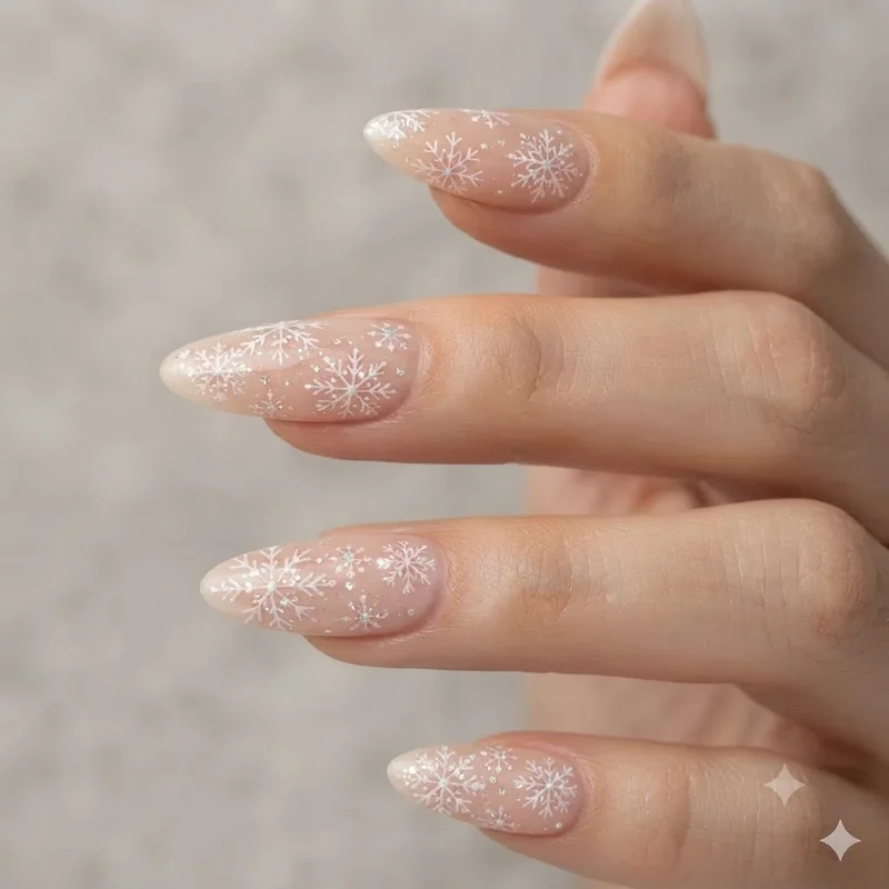 Nail designs for kids Christmas snowflake holiday design suited for birthday party and seasonal celebrations