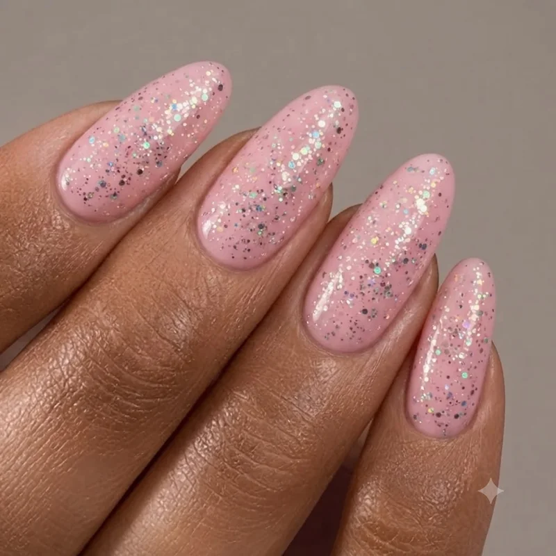 Nail designs for kids glitter top coat layered over a single colour base for young children easy home manicure