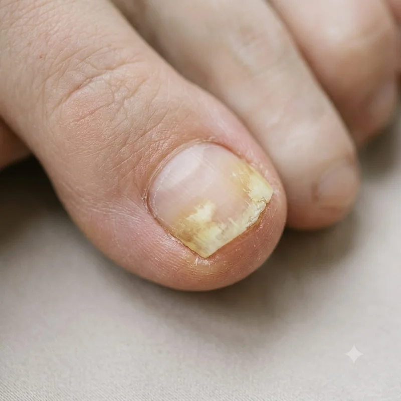 Relaxed hands resting together with healthy natural nails and calm, even skin, the look of a nail fold that has fully healed