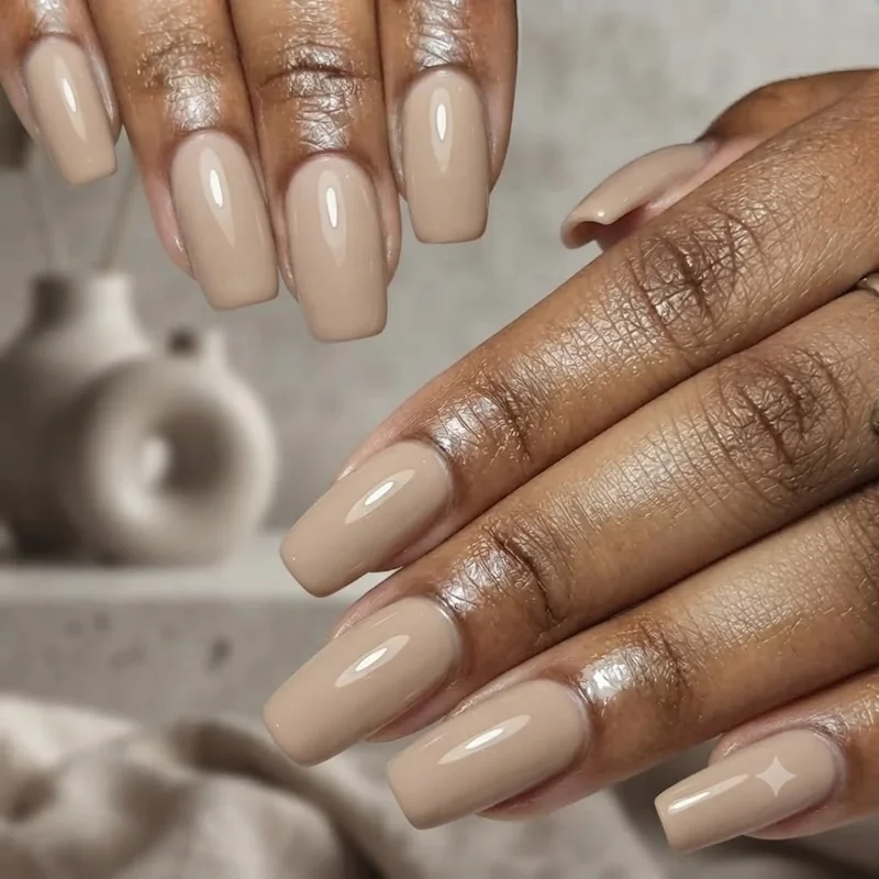 Squoval nail shape lifestyle hand shot demonstrating everyday durability and wearability