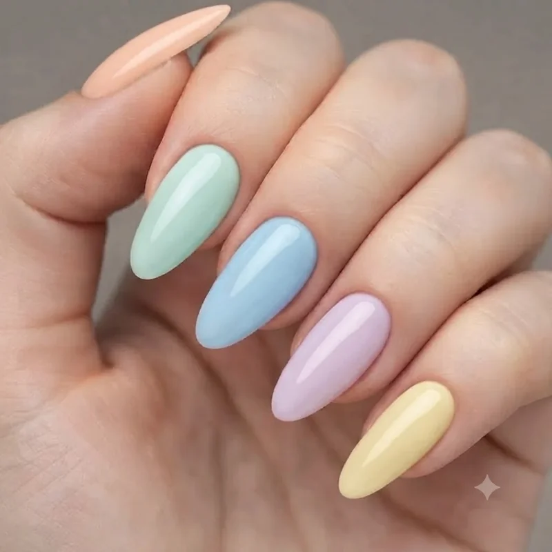 Full nail shapes chart comparing round, square, oval, almond, coffin, stiletto and more