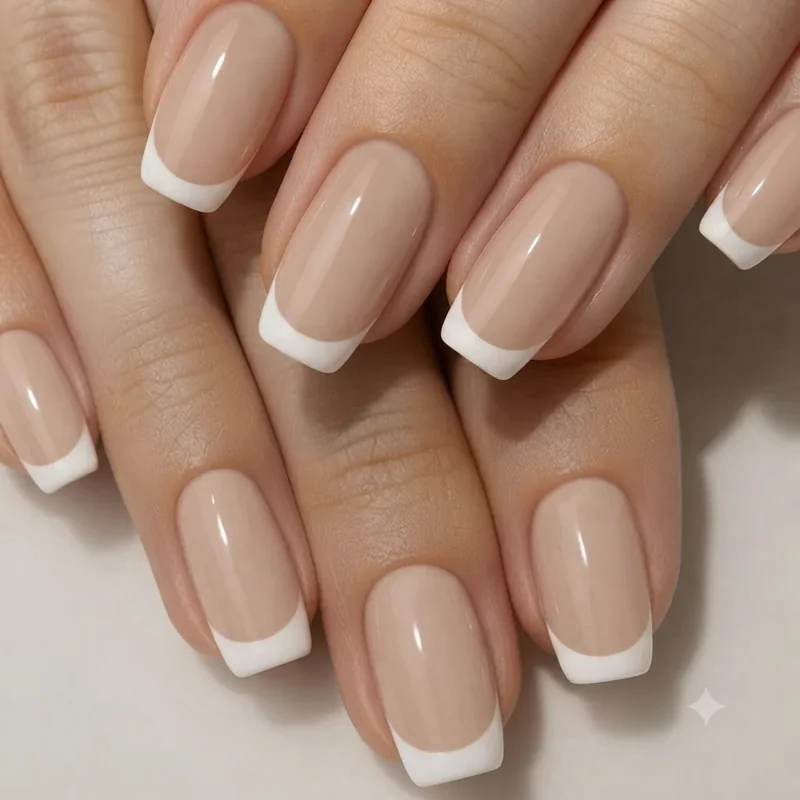 Squoval nails featuring a chrome and ombre design detail showing the shape as a versatile design canvas