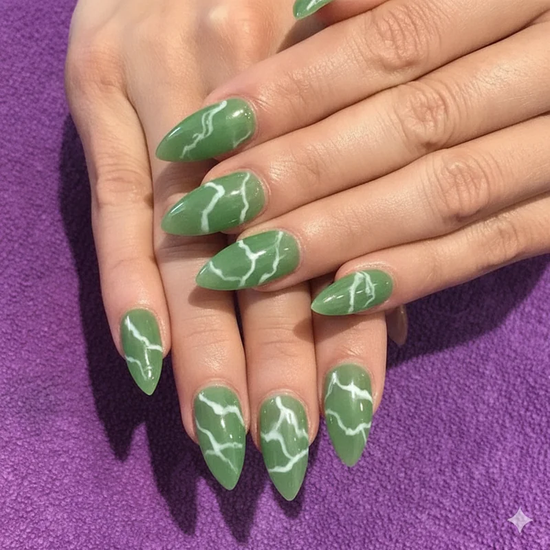 Fall green nails 2026 featuring forest hunter and olive green shades in matte finish for dark academia botanical autumn manicure