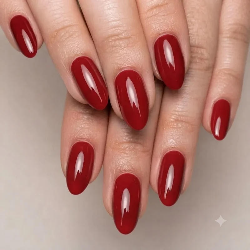 Finished nail wrap manicure with glossy professional salon-style finish and full edge-to-edge coverage