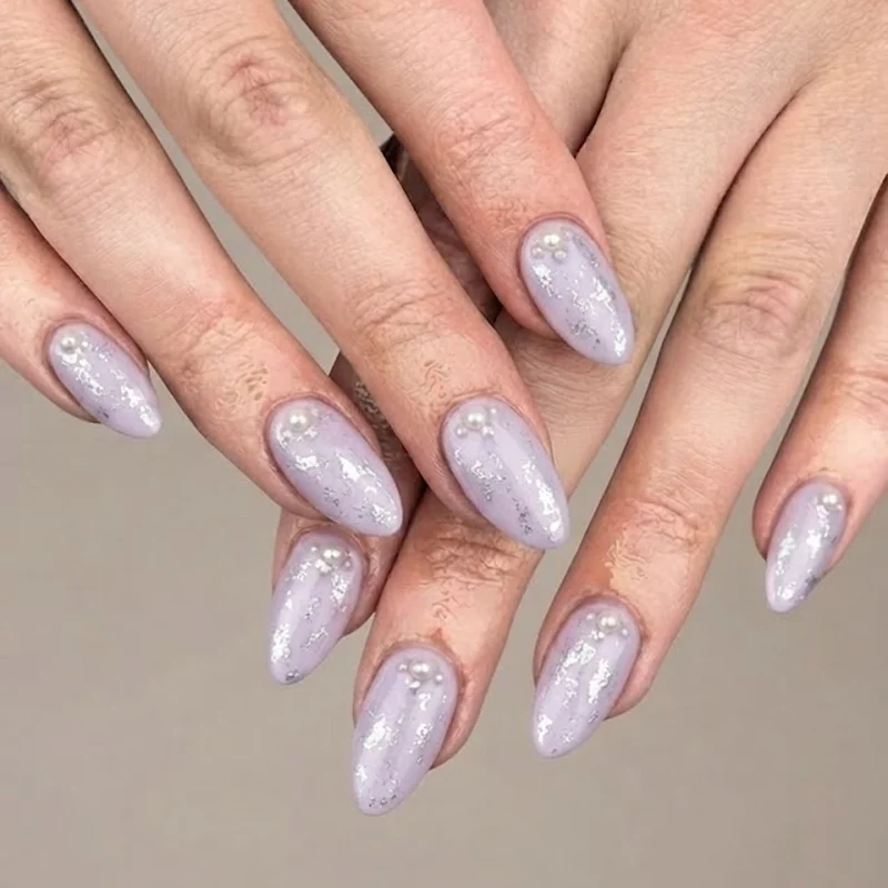 Masc minimal single color short queer manicure nail set editorial photo