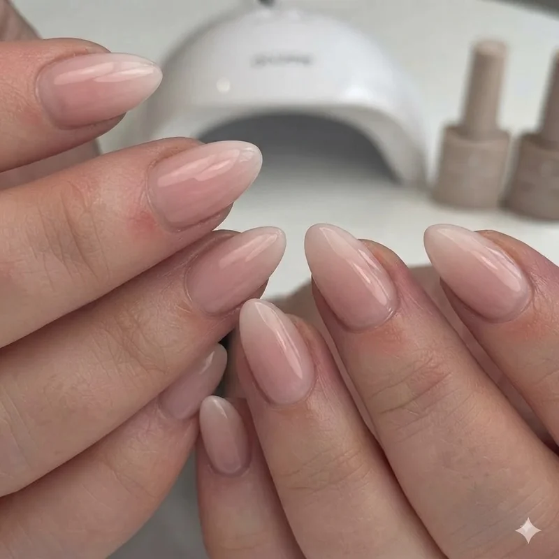 At-home gel manicure setup with LED lamp showing styled routine for controlling total appointment time
