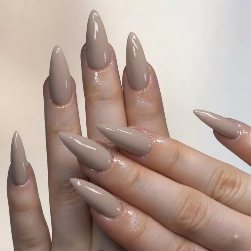 Quick occasion manicure in neutral classic finish suited to a lunch break or short time window
