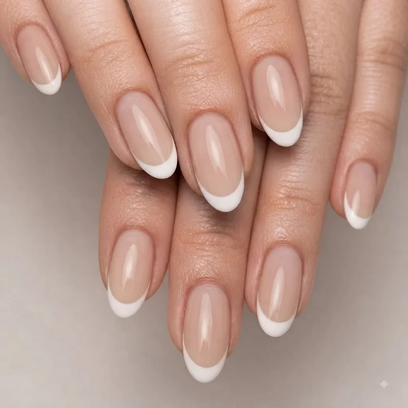Simple French tip clean finish quick polish manicure for a wedding guest done in twenty minutes