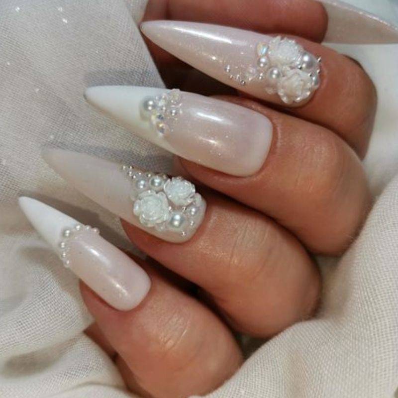 Real wedding nail designs from brides featuring elegant bridal manicure styles