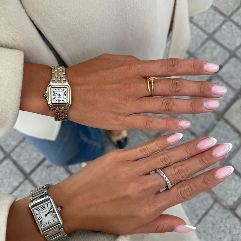 Rich girl nails quiet luxury aesthetic with nude polish and perfect grooming on mature hands