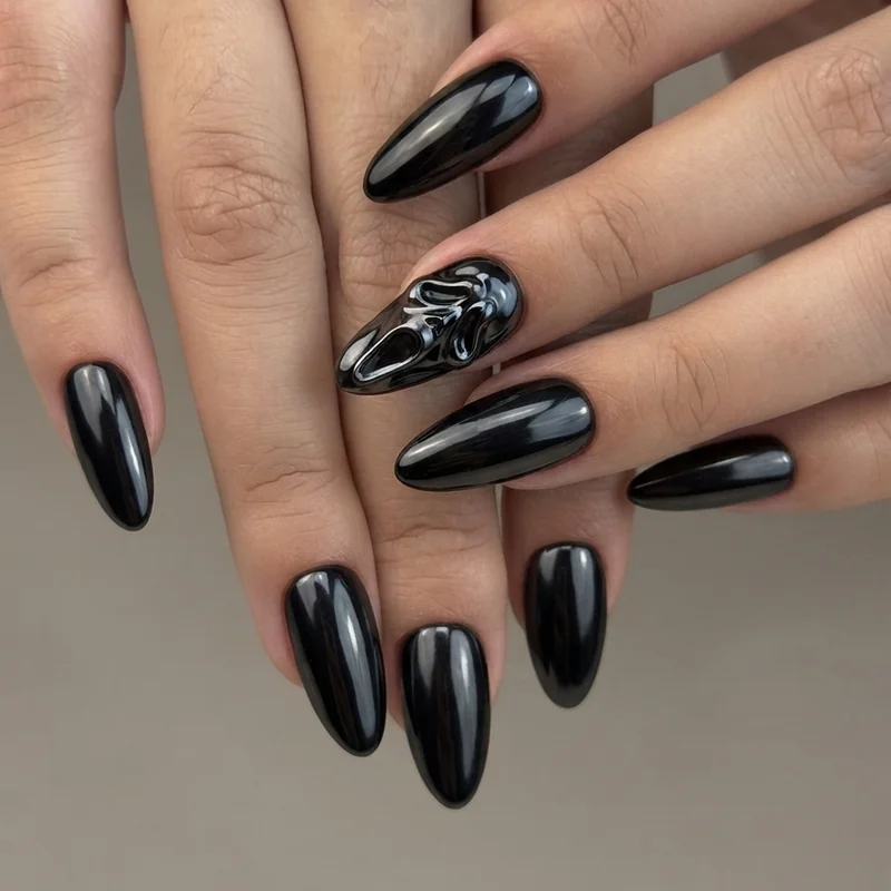 Press on Ghostface scream nails set pre-painted for easy Halloween application