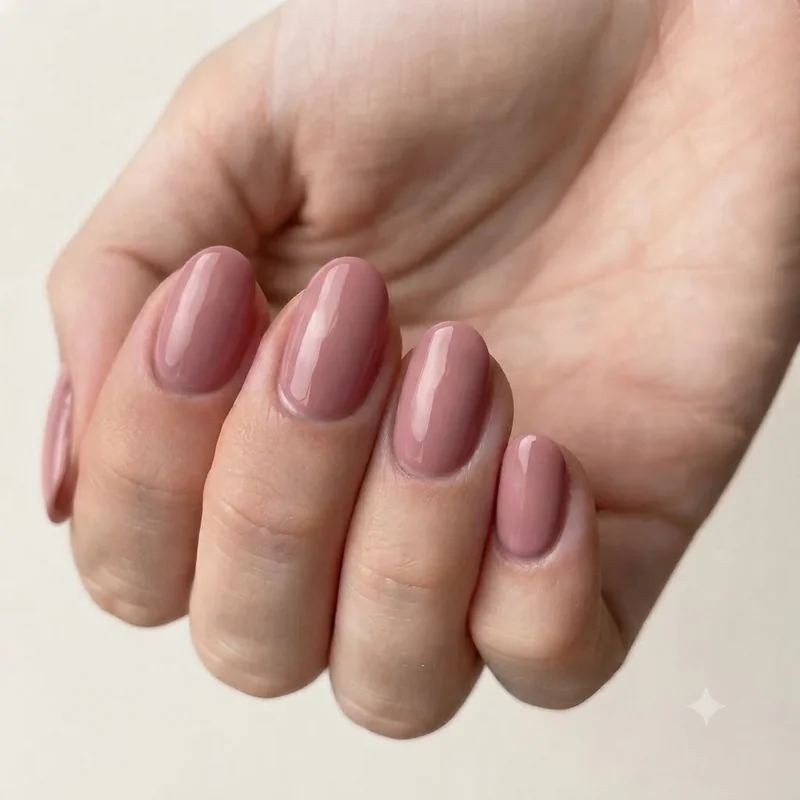 Short september nails in a durable round squoval shape designed for nails prone to breaking