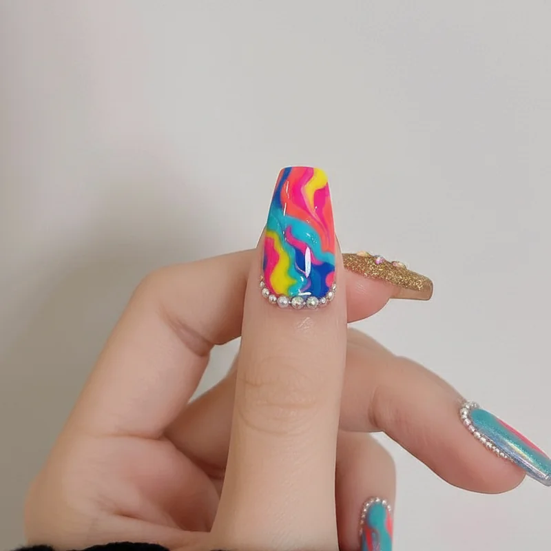 Long almond coffin and stiletto nail shapes summer 2026 showing glamour nail art canvas potential with ombre and chrome designs