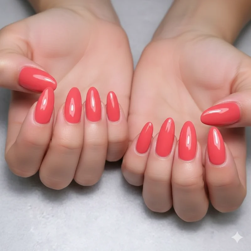 Short vs long summer nail final comparison showing squoval short and almond long nails side by side for 2026 summer manicure decision guide