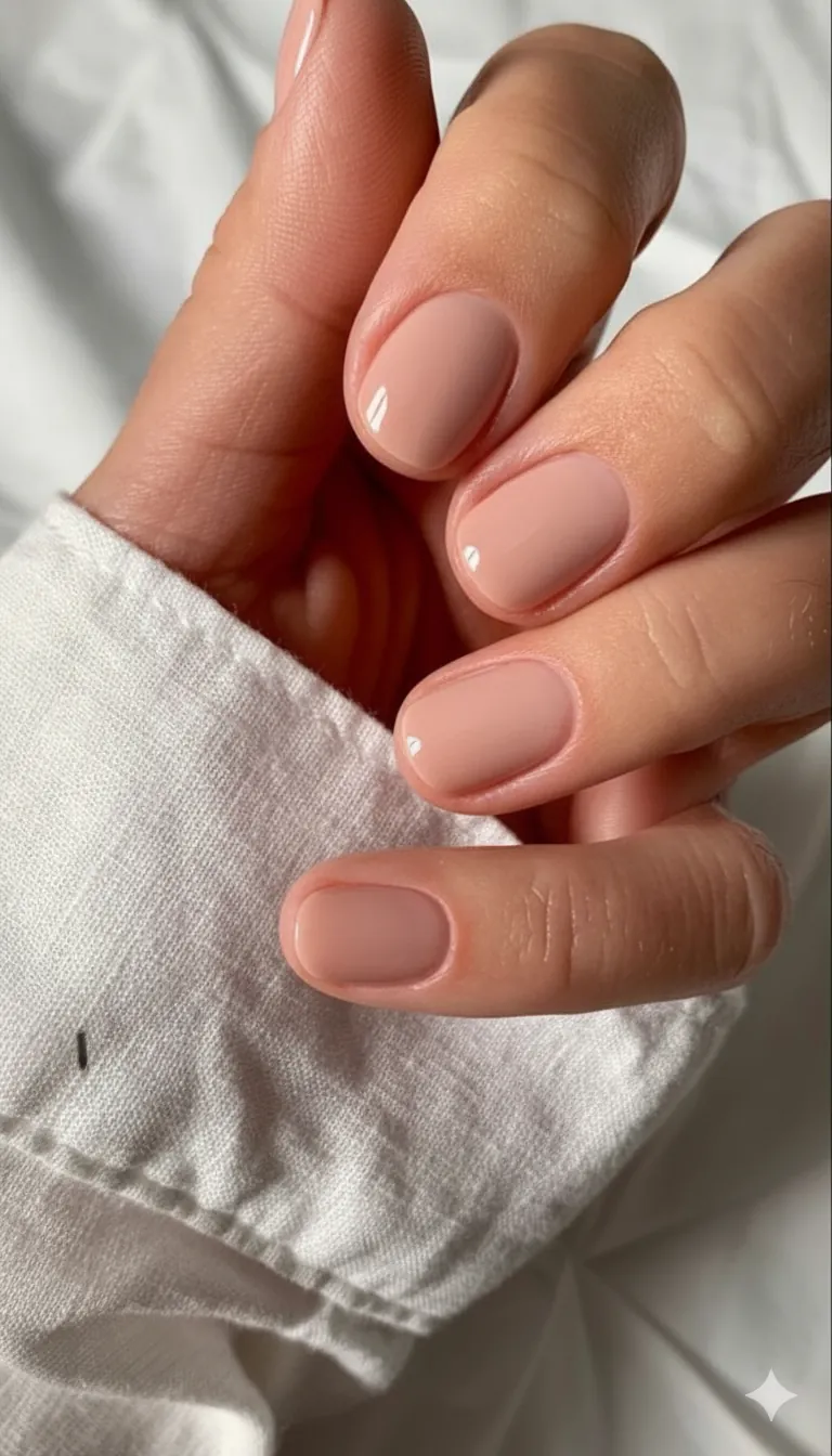 Salon nail brief showing reference photo for minimalist manicure consultation with nail technician for simple mothers day nails look