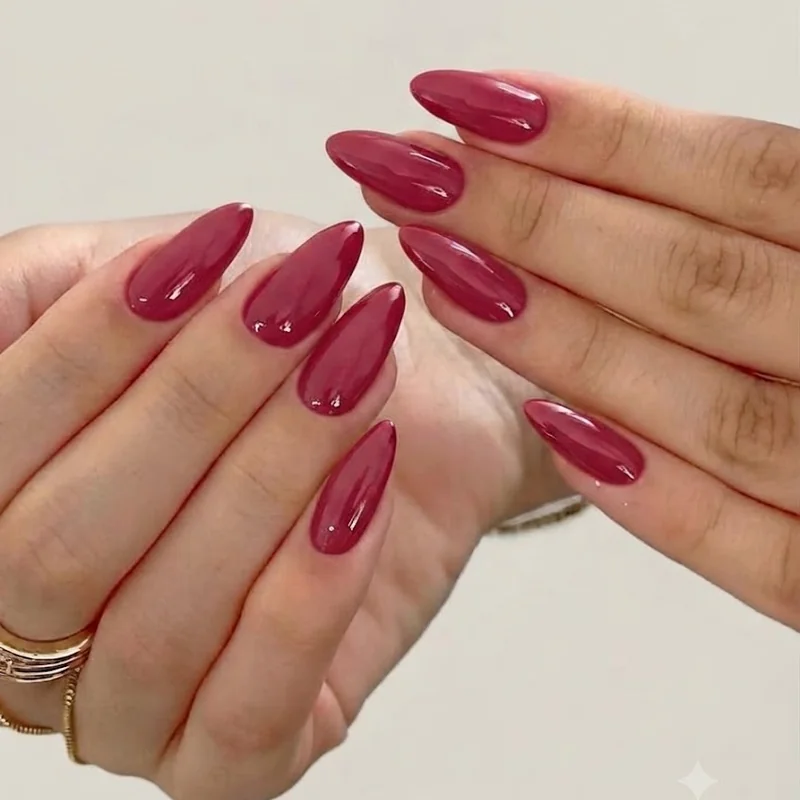 Solid glossy colour short manicure showing simple nail designs short nails everyday option