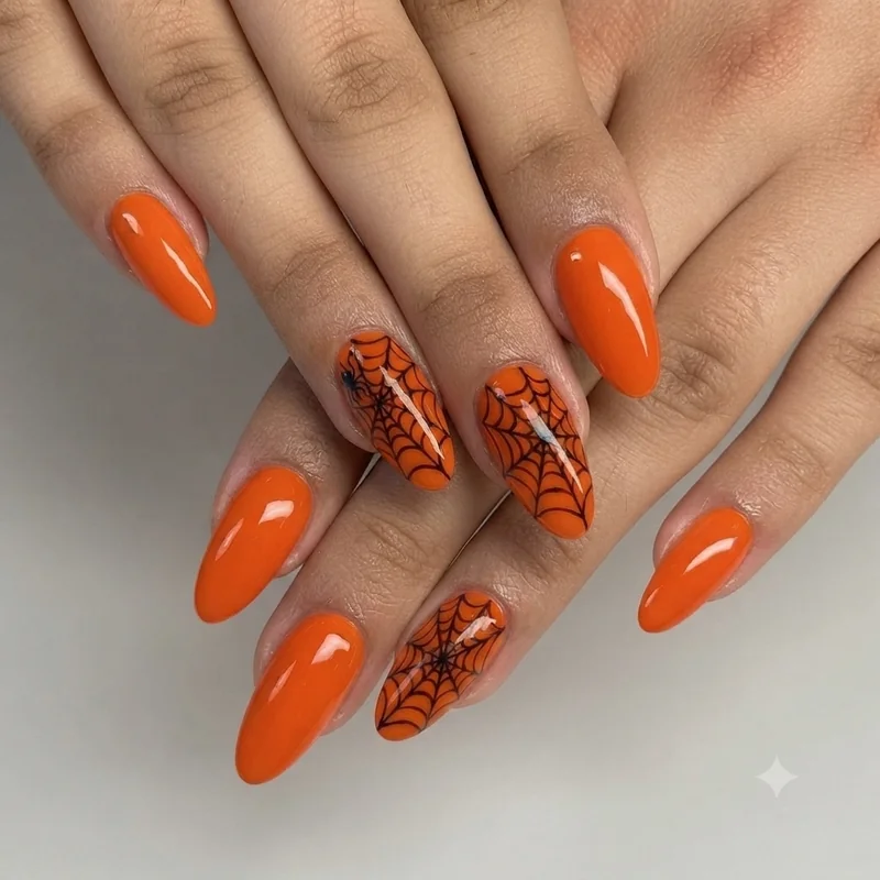 Spider gel technique showing black gel pulled into a thin strand with dotting tool