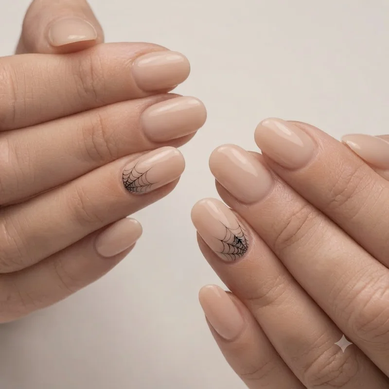 Spider web almond nails and coffin shape design with elongated web pattern