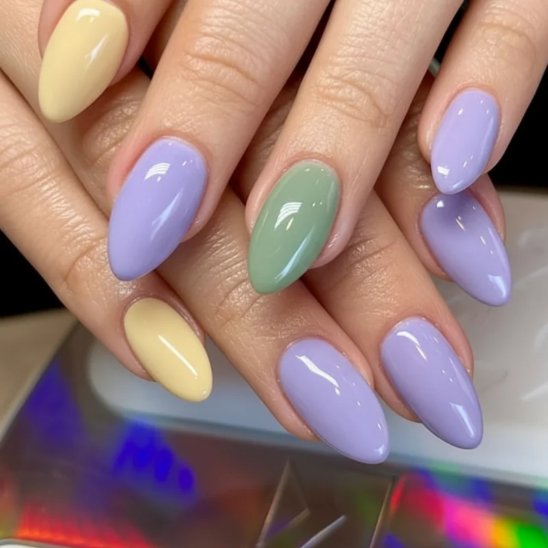 Butter yellow nails comparison showing opaque versus jelly sheer finish on hand for spring 2026 manicure styling guidance