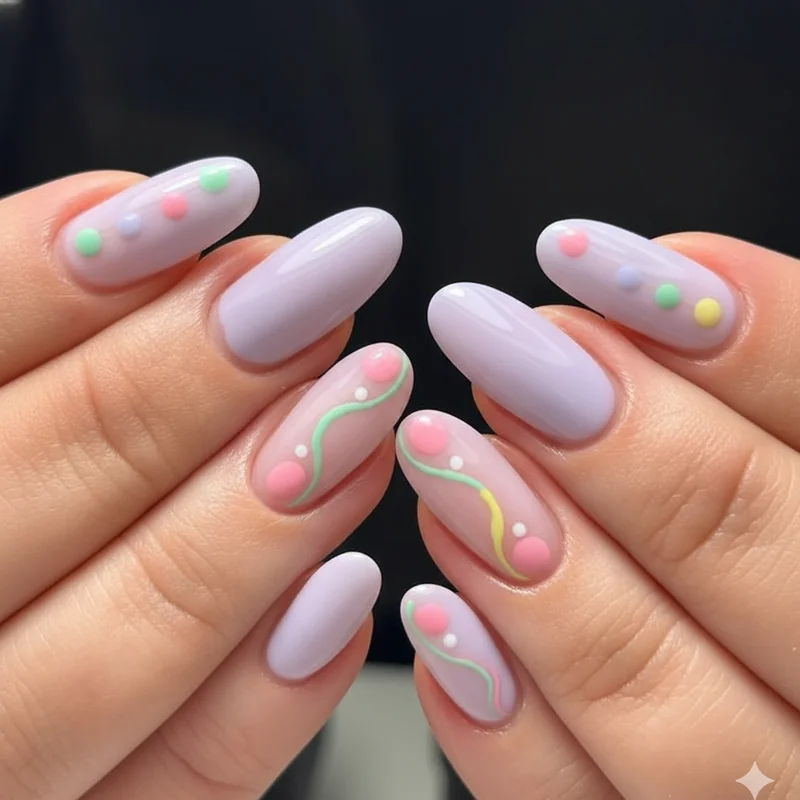 DIY spring nail art at home beginner tools showing dotting tool thin brush gel polish and top coat kit on clean flat surface