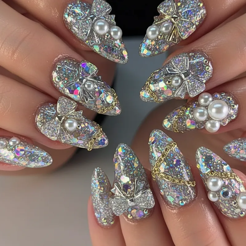 Dated nail trends out spring 2026 comparison showing junk nails heavy chrome and ultra stiletto shape against refined minimal alternatives