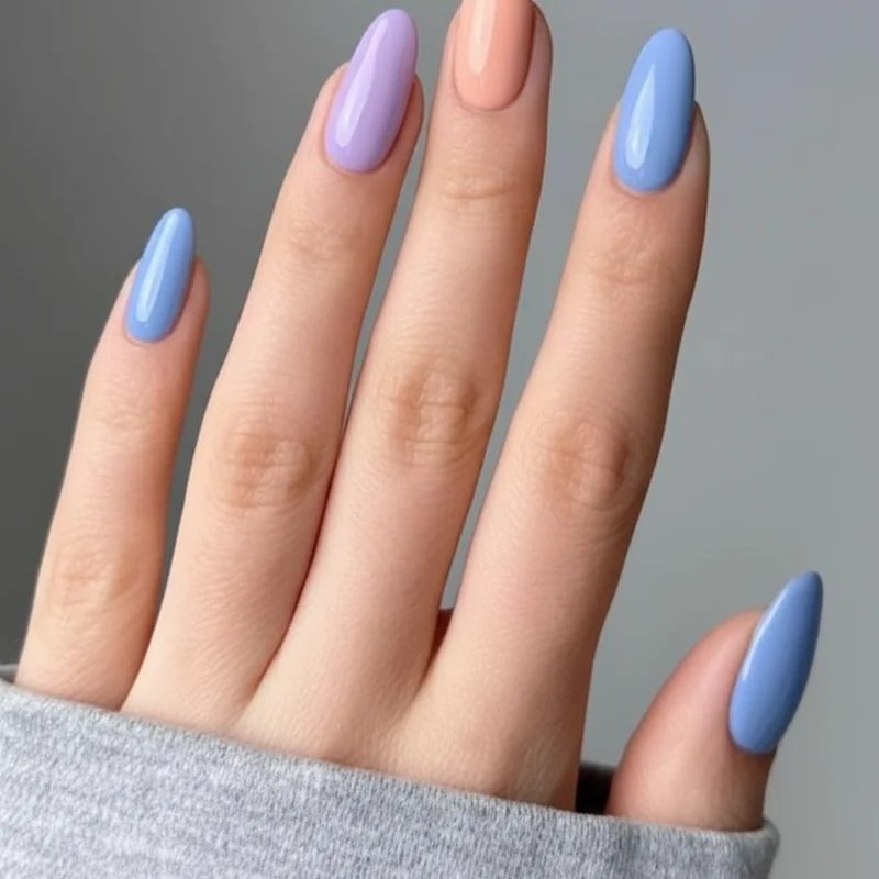 Best summer nail colours for fair skin showing cornflower blue and lavender for cool undertones peach and coral for warm undertones