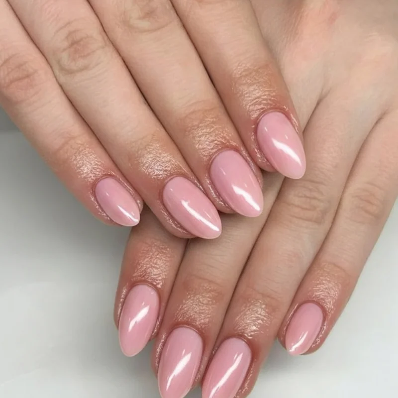 Minimalist nail ideas summer 2026 barely there pink glazed clean gel manicure aesthetic on short and medium nails