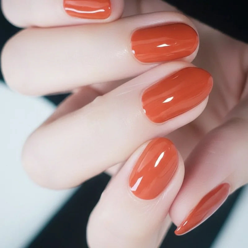 Persimmon and warm coral nail colour from orange-red to apricot on multiple skin tones summer 2026 manicure palette