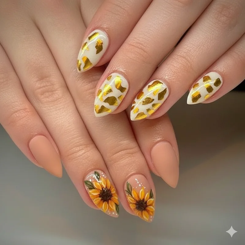 Sunflower nail art base colour options nude beige white crisp black high-contrast and butter yellow foundations side by side